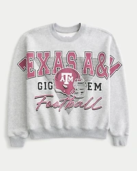 Boxy Texas A&M University Graphic Crew Sweatshirt