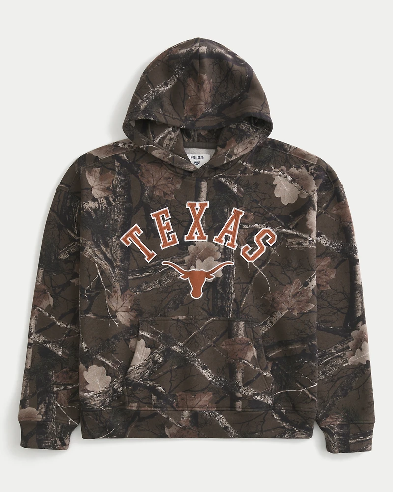Boxy University of Texas at Austin Longhorns Graphic Camo Hoodie