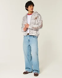Boxy Zip-Up Florida State University Graphic Camo Hoodie