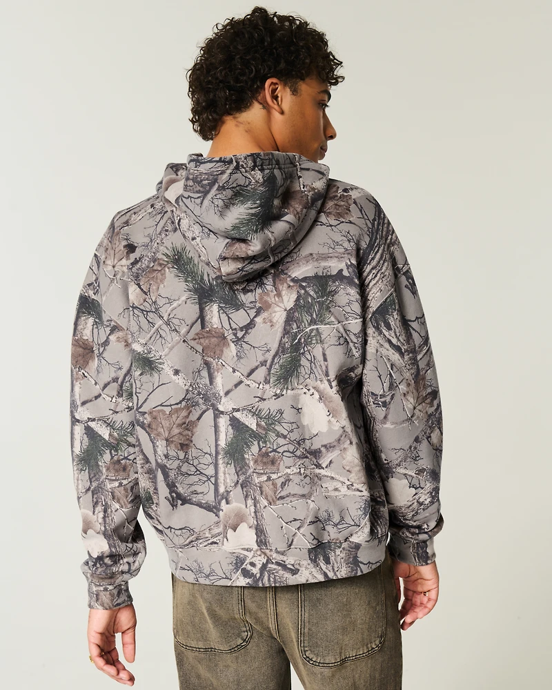 Boxy Zip-Up Villanova Wildcats Graphic Camo Hoodie