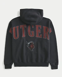 Boxy Zip-Up Rutgers University Graphic Hoodie