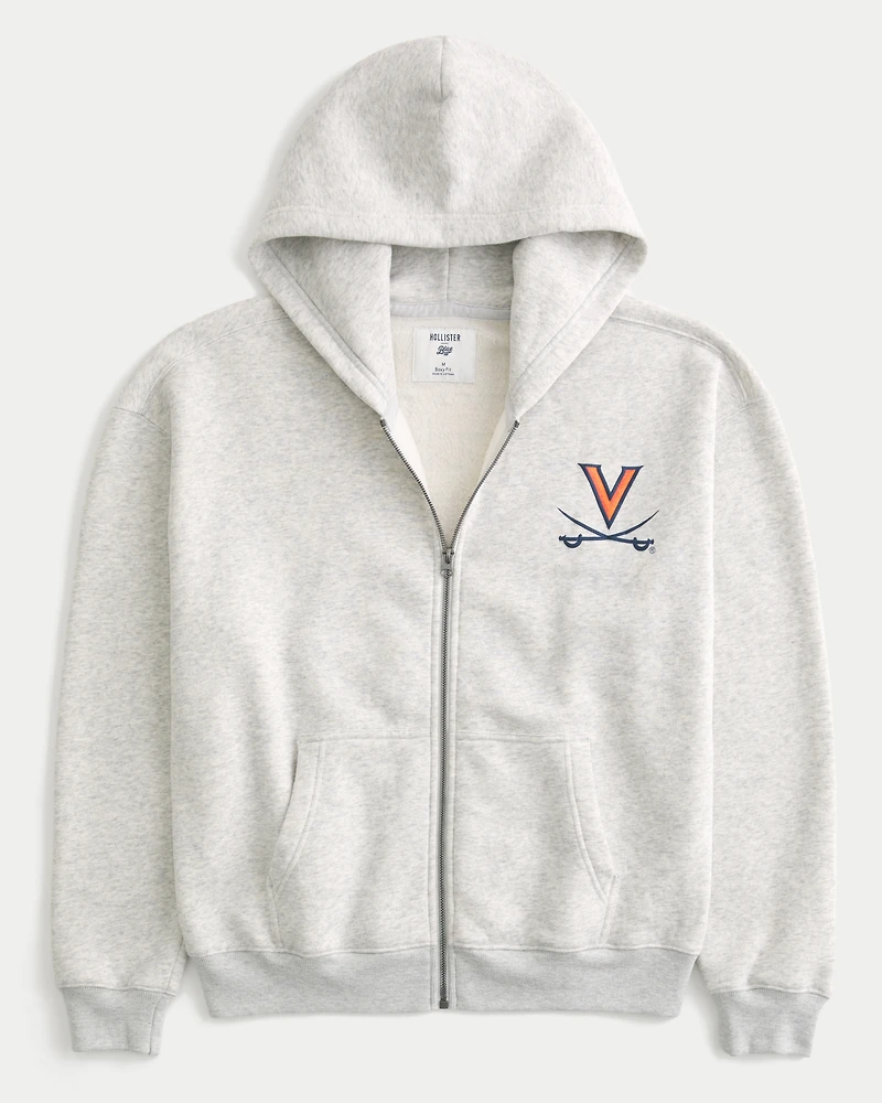 Boxy Zip-Up University of Virginia Graphic Hoodie