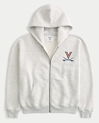 Boxy Zip-Up University of Virginia Graphic Hoodie