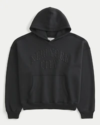 Baggy Cinch Studded New York City Graphic Hoodie