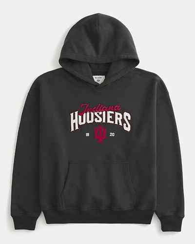 Boxy Indiana University Hoosiers Graphic Hoodie