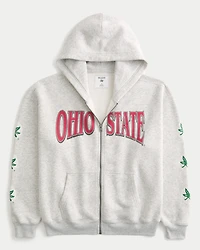 Boxy The Ohio State University Buckeyes Graphic Zip-Up Hoodie