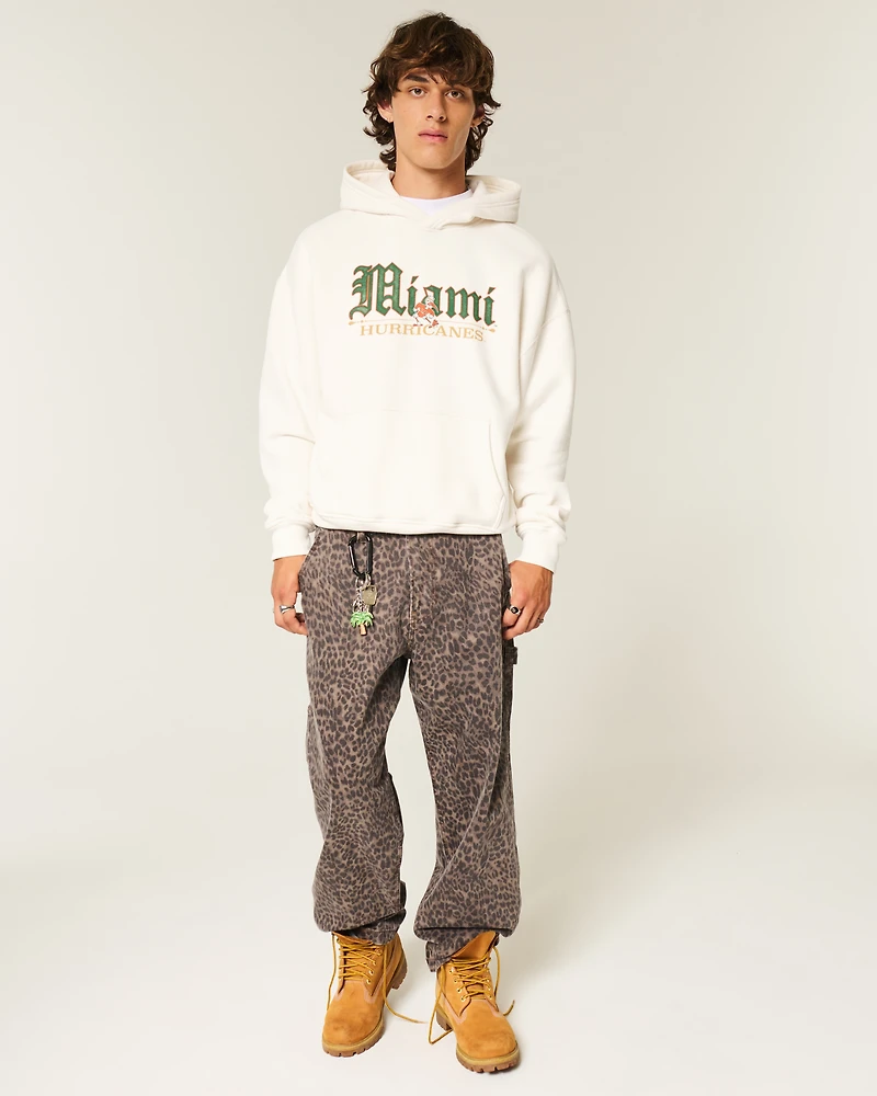 Boxy University of Miami Hurricanes Graphic Hoodie