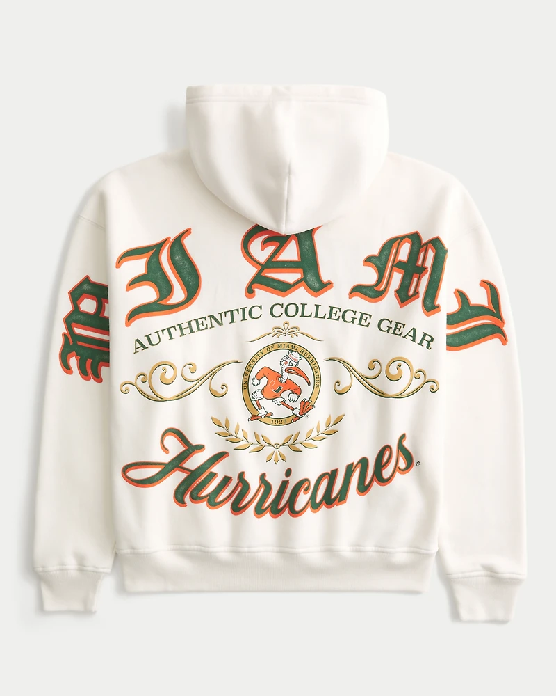 Boxy University of Miami Hurricanes Graphic Hoodie