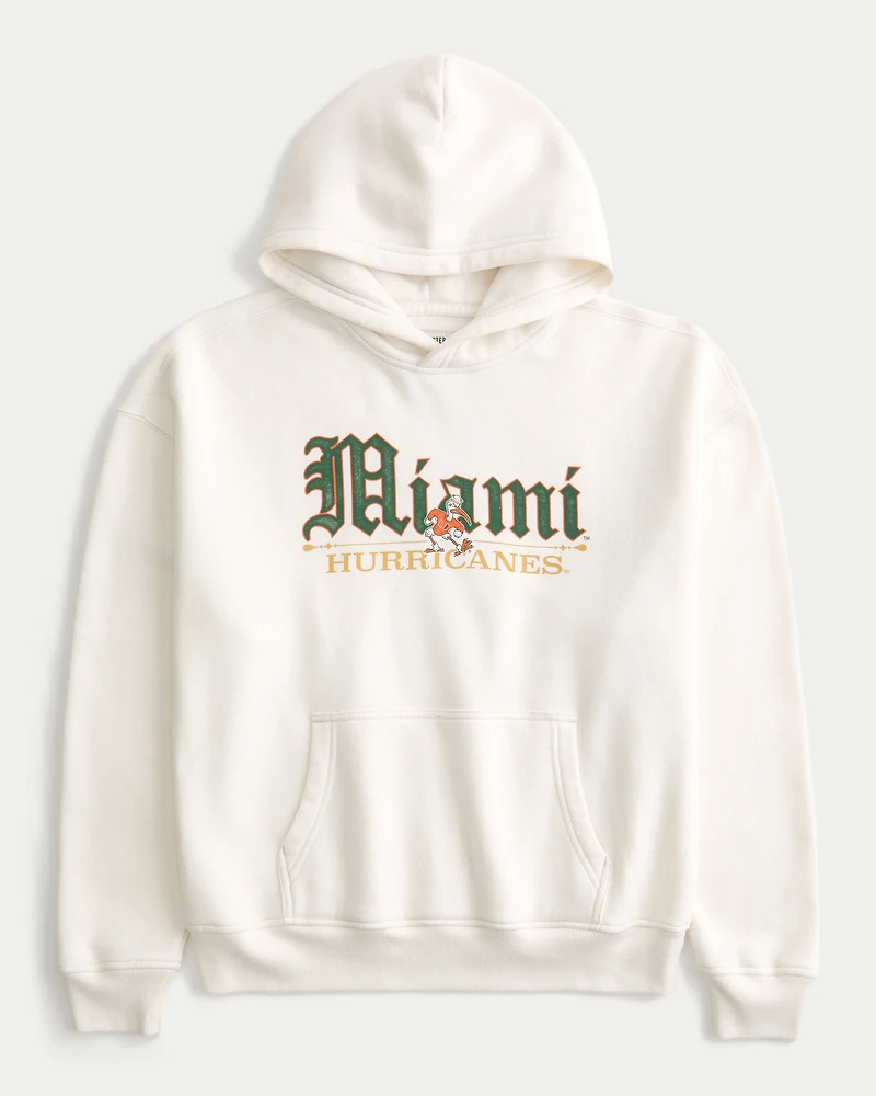 Boxy University of Miami Hurricanes Graphic Hoodie