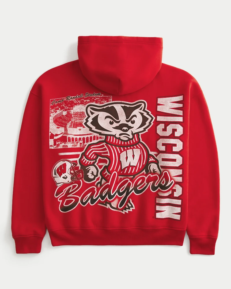 Boxy University of Wisconsin Badgers Graphic Hoodie
