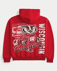 Boxy University of Wisconsin Badgers Graphic Hoodie