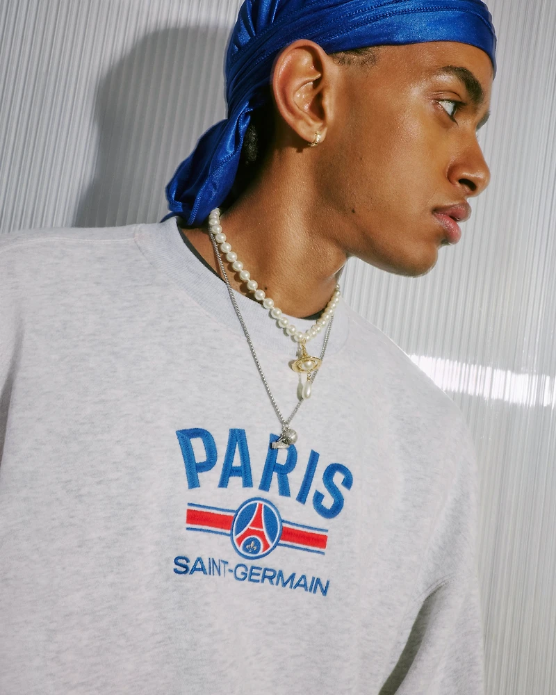 Boxy Paris Saint-Germain Graphic Crew Sweatshirt