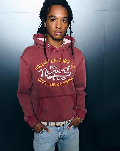 Waffle-Lined Newport Beach Graphic Hoodie