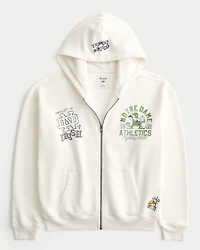 Boxy Zip-Up University of Notre Dame Fighting Irish Graphic Hoodie