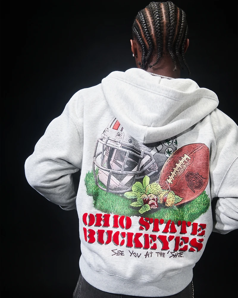 Boxy Zip-Up The Ohio State University Buckeyes Graphic Hoodie