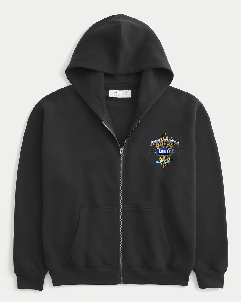 Boxy Zip-Up Jimmie Johnson Team Lowe's NASCAR Graphic Hoodie
