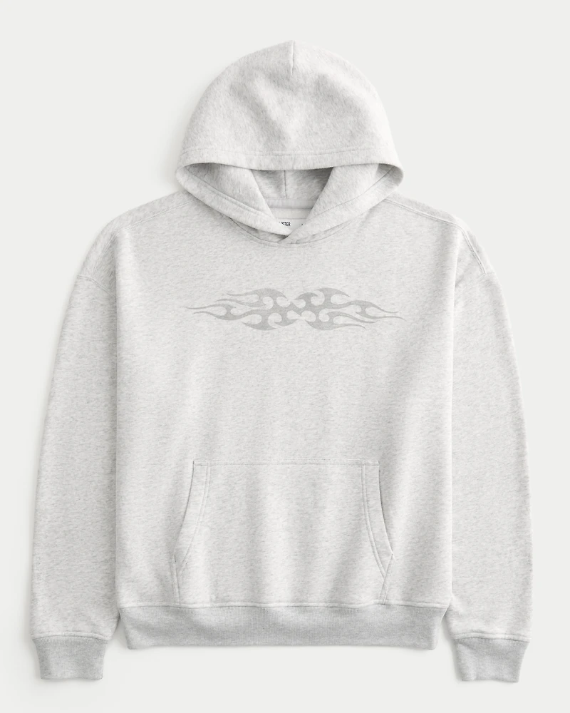 Boxy Flame Graphic Hoodie