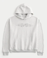 Boxy Flame Graphic Hoodie