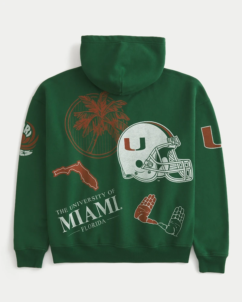 Boxy University of Miami Hurricanes Graphic Hoodie