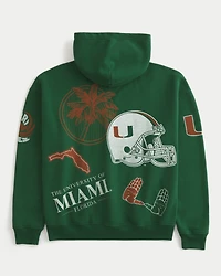 Boxy University of Miami Hurricanes Graphic Hoodie
