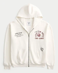 Boxy Zip-Up Texas A&M University Graphic Hoodie