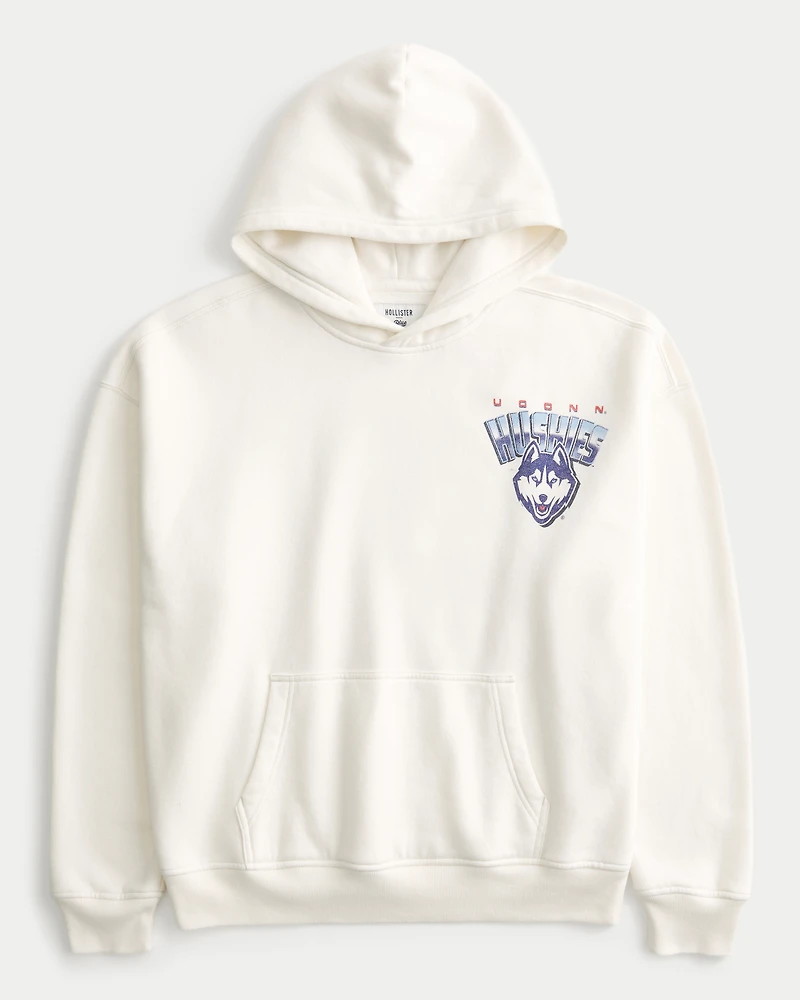 Boxy University of Connecticut Huskies Graphic Hoodie