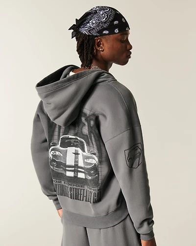 Boxy Dodge Viper Graphic Zip-Up Hoodie