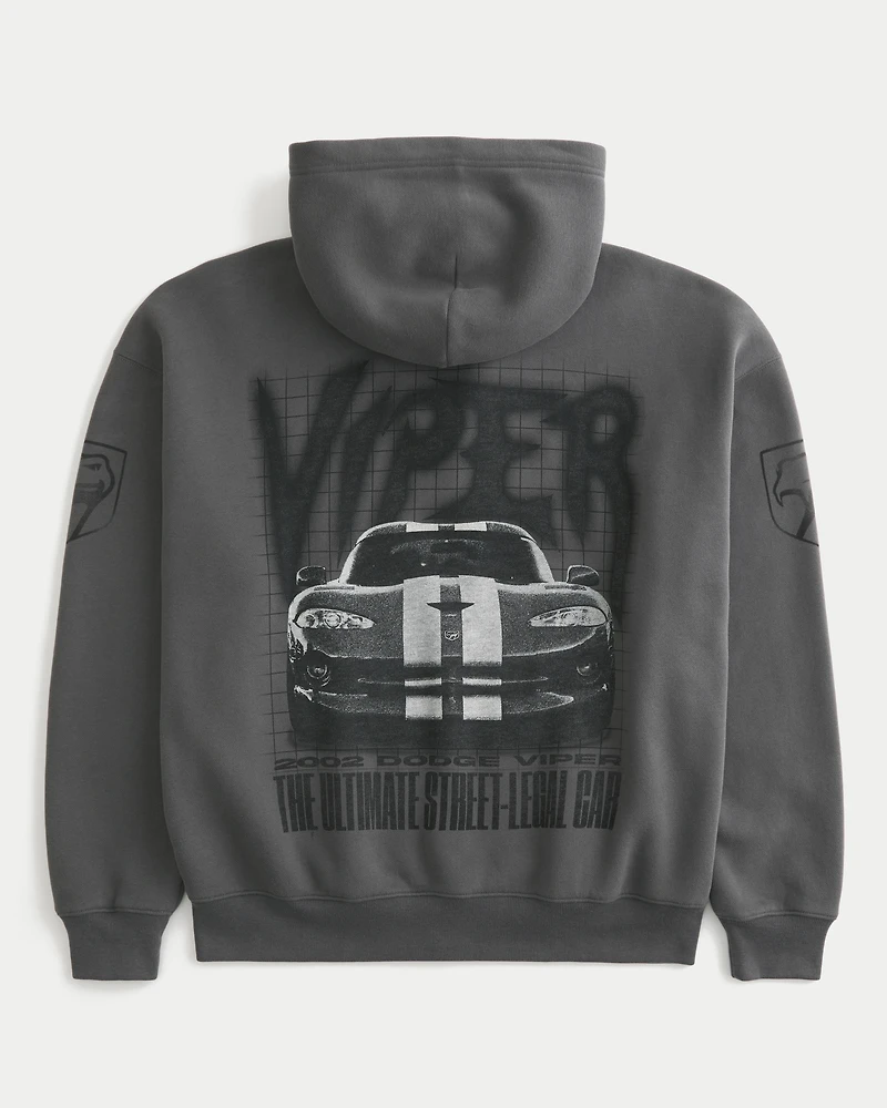 Boxy Dodge Viper Graphic Zip-Up Hoodie