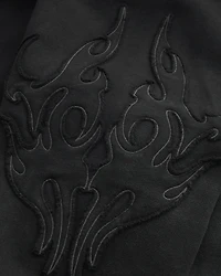 Boxy Zip-Up Flame Graphic Hoodie