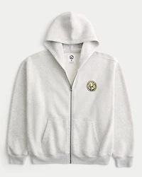Boxy Zip-Up Club América Las Águilas Graphic Hoodie