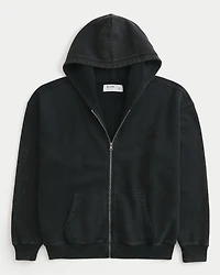 Boxy Zip-Up Spider Graphic Hoodie