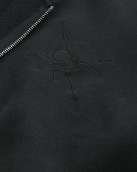 Boxy Zip-Up Spider Graphic Hoodie