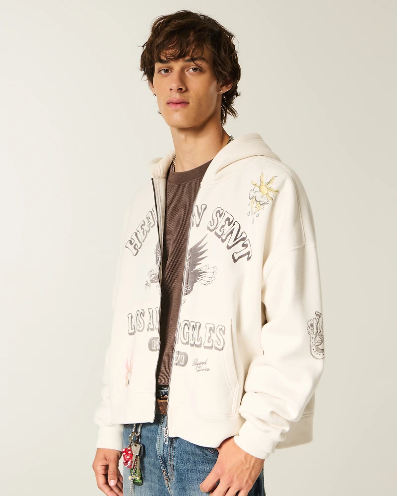 Rectangle Fit Los Angeles Graphic Zip-Up Hoodie