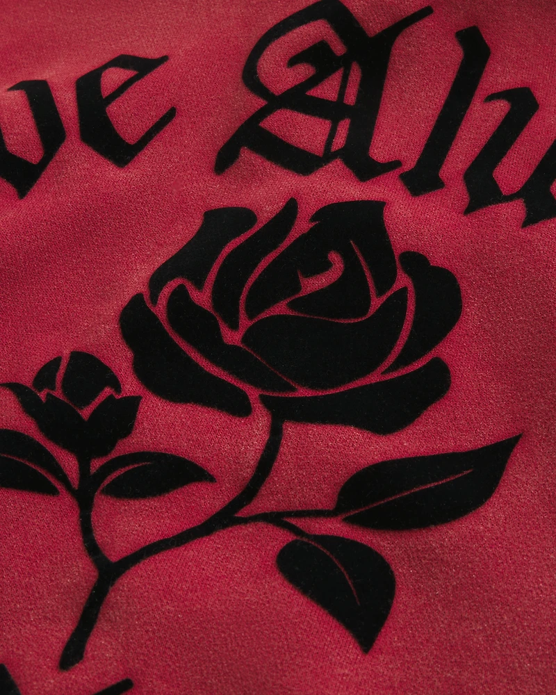 Boxy Rose Graphic Zip-Up Hoodie