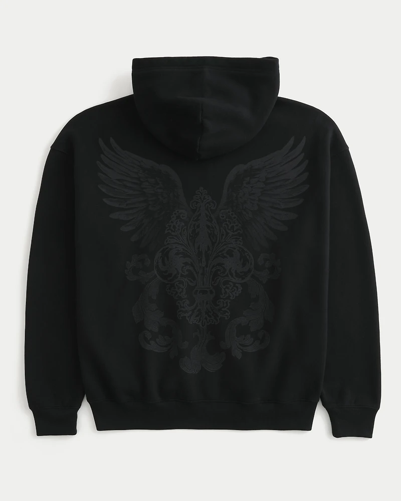 Boxy Graphic Zip-Up Hoodie