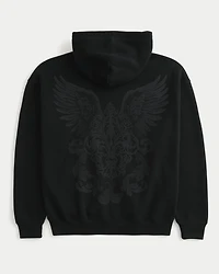 Boxy Graphic Zip-Up Hoodie