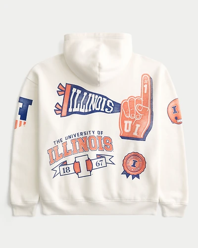 Boxy University of Illinois Fighting Illini Graphic Hoodie