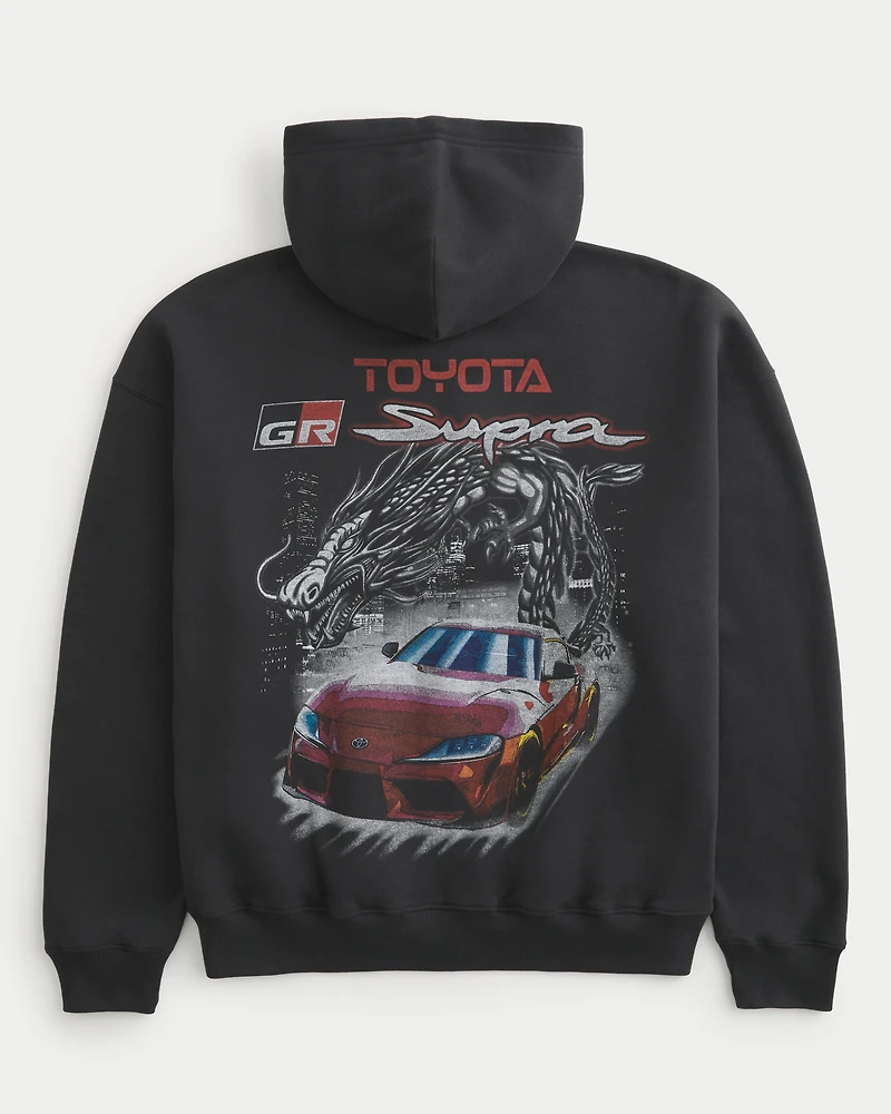 Boxy Zip-Up Toyota Supra Graphic Hoodie