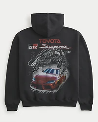 Boxy Zip-Up Toyota Supra Graphic Hoodie