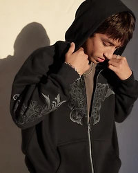 Hollister Feel Good Boxy Zip-Up Graphic Hoodie