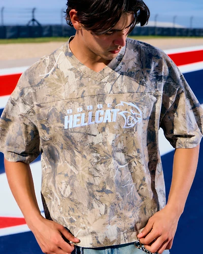 Baggy Heavyweight Crop Dodge Graphic Camo Tee