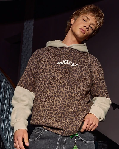 Boxy Heavyweight Leopard Print Dodge Hellcat Graphic Tee