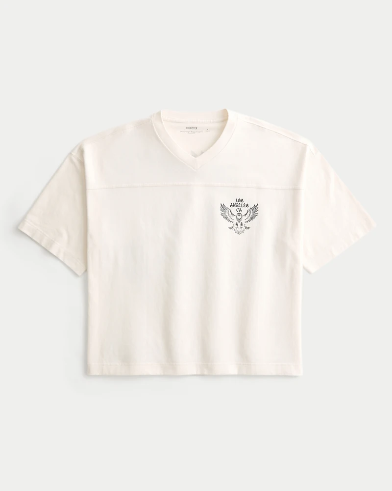 Heavyweight Baggy Crop Los Angeles Graphic Football T-Shirt