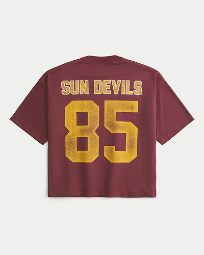 Baggy Crop Arizona State University Graphic Football Jersey