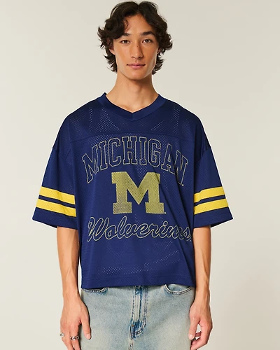 Baggy Crop University of Michigan Graphic Football Jersey
