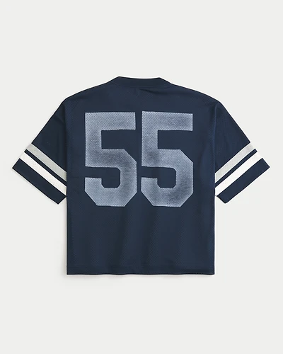 Baggy Crop Penn State University Graphic Football Jersey