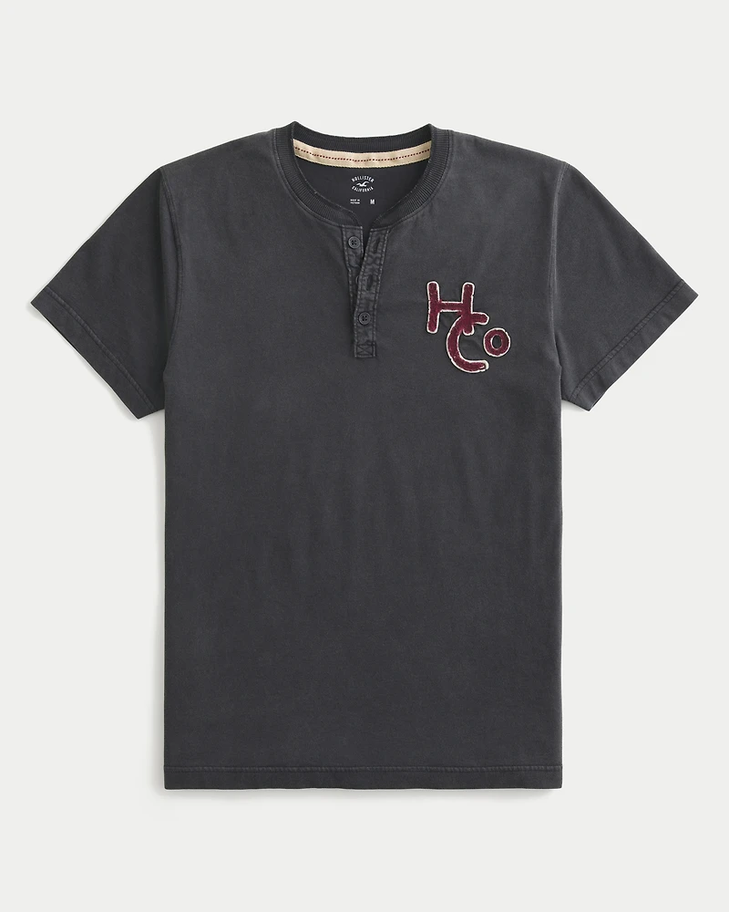 Short-Sleeve Logo Graphic Henley