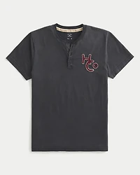 Short-Sleeve Logo Graphic Henley