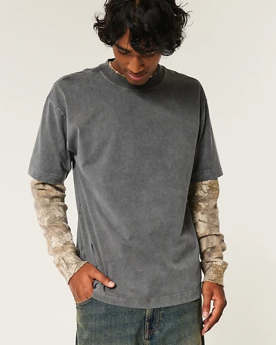 Boxy Heavyweight Washed Crew T-Shirt