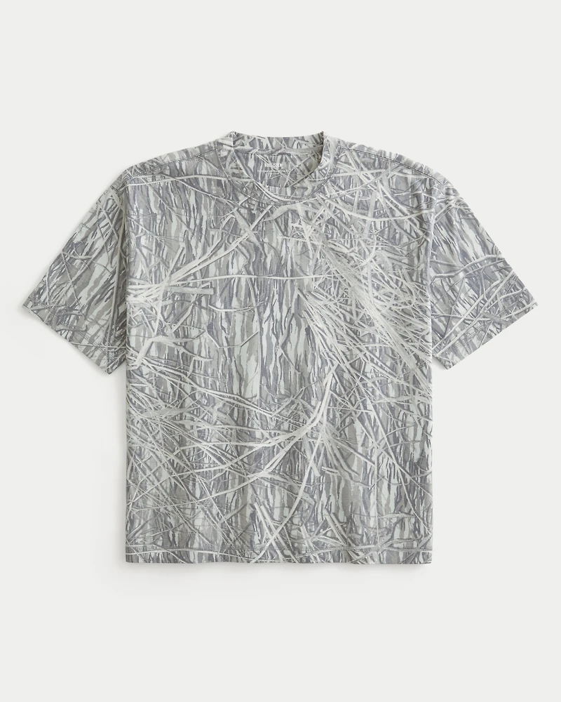 Boxy Crop Heavyweight Camo Crew T-Shirt